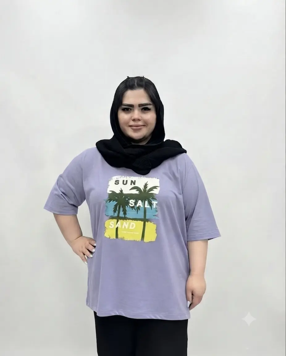 تیشرت سایز بزرگ زنانه طرح نخل